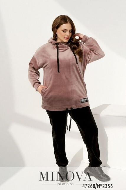 Спортивний Костюм №2356-Фреза-Чорний Спортивний Костюм №2356-Фреза-Чорний