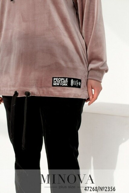 Спортивний Костюм №2356-Фреза-Чорний Спортивний Костюм №2356-Фреза-Чорний