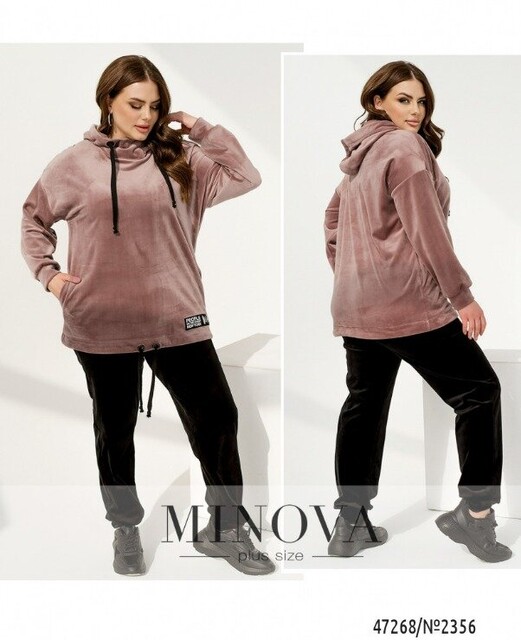 Спортивний Костюм №2356-Фреза-Чорний Спортивний Костюм №2356-Фреза-Чорний