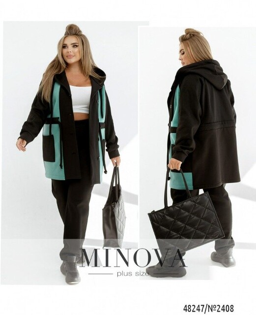 Спортивний Костюм №2408-Мята-Чорний Спортивний Костюм №2408-Мята-Чорний