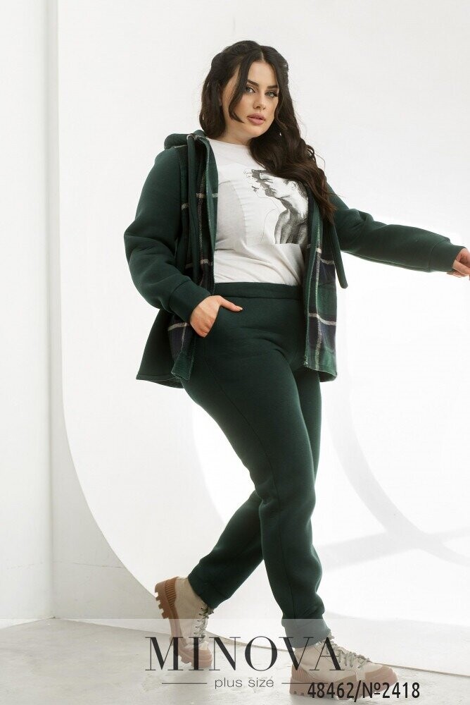Спортивний Костюм №2418-Темно-Зелений Спортивний Костюм №2418-Темно-Зелений