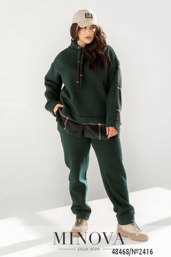 Спортивний Костюм №2416-Темно-Зелений