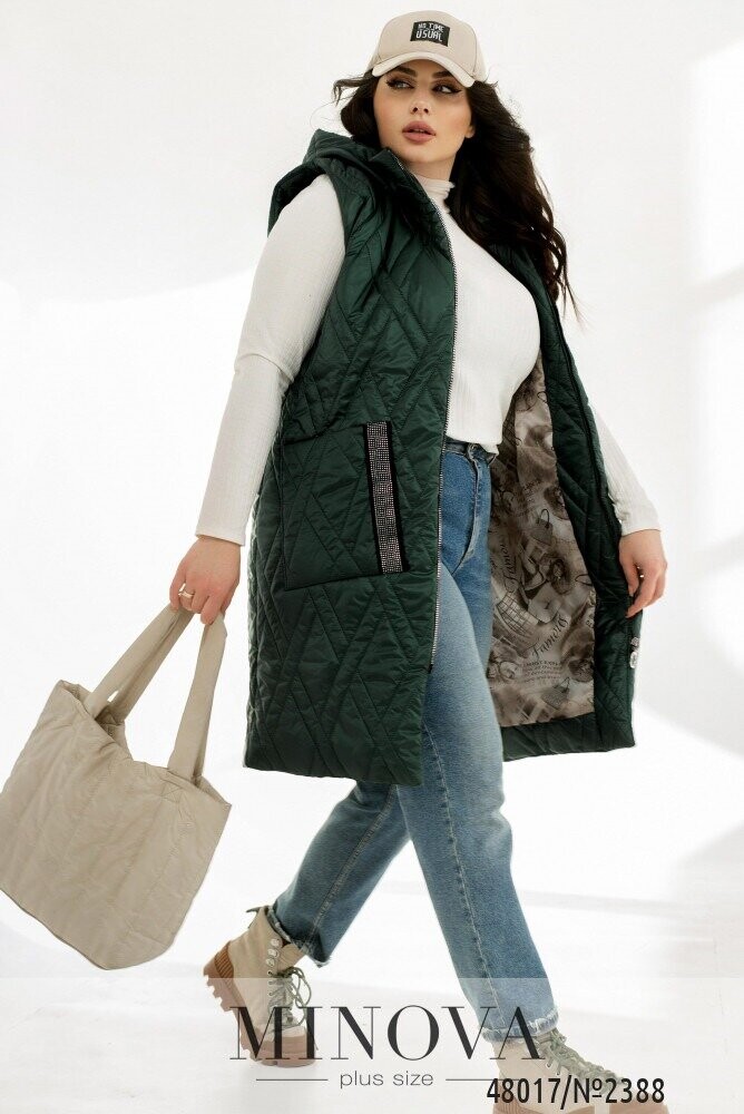 Жилет №2388-Темно-Зелений Жилет №2388-Темно-Зелений