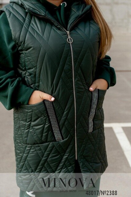 Жилет №2388-Темно-Зелений Жилет №2388-Темно-Зелений