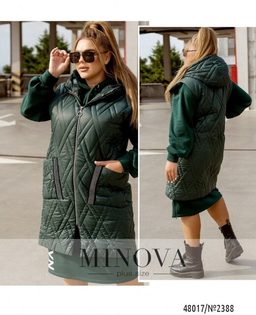 Жилет №2388-Темно-Зелений Жилет №2388-Темно-Зелений