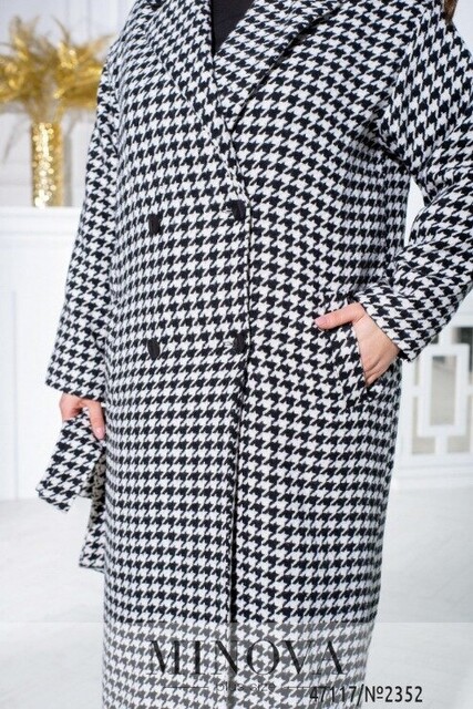 Пальто №2352-Чорно-Білий Пальто №2352-Чорно-Білий