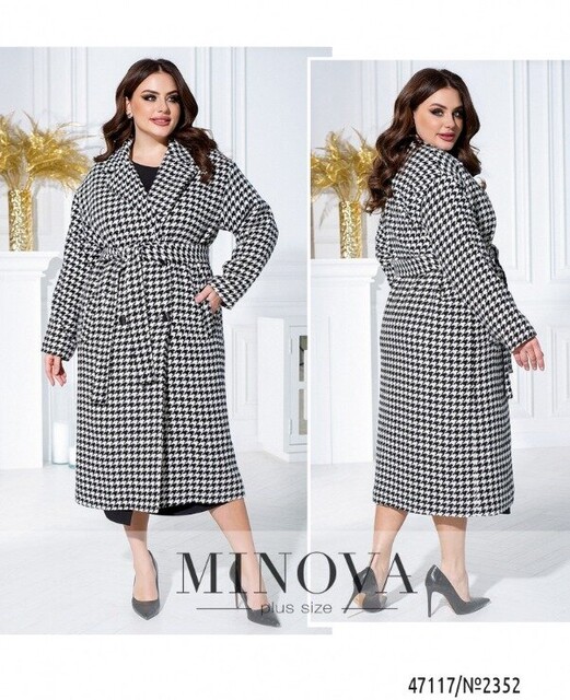 Пальто №2352-Чорно-Білий Пальто №2352-Чорно-Білий
