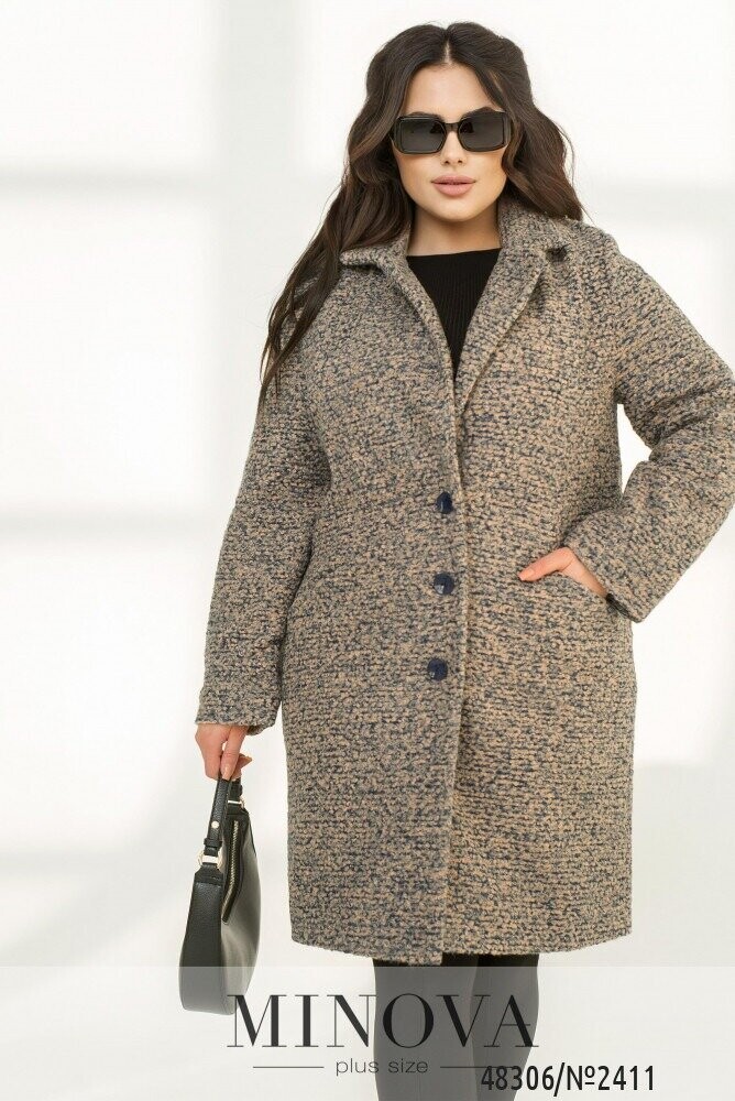 Пальто №2411-Персик-Синій Пальто №2411-Персик-Синій