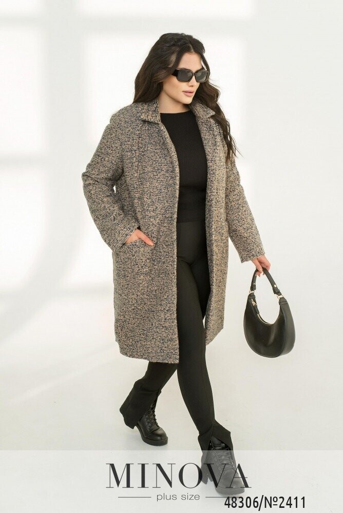 Пальто №2411-Персик-Синій Пальто №2411-Персик-Синій