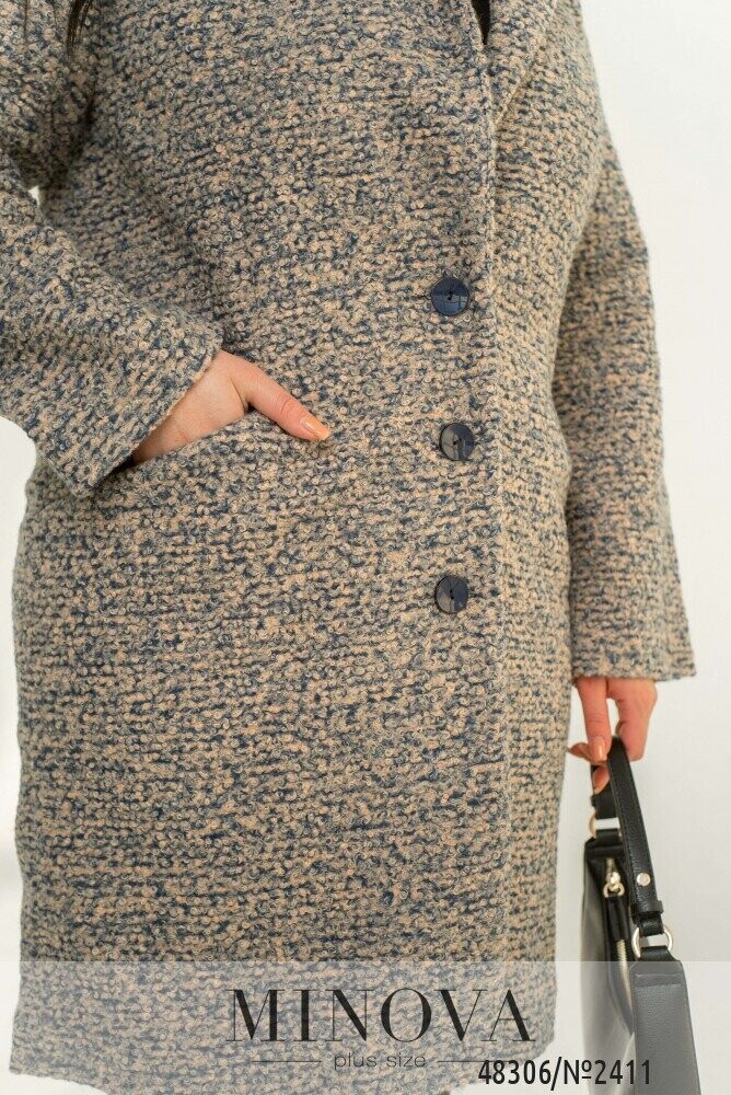 Пальто №2411-Персик-Синій Пальто №2411-Персик-Синій