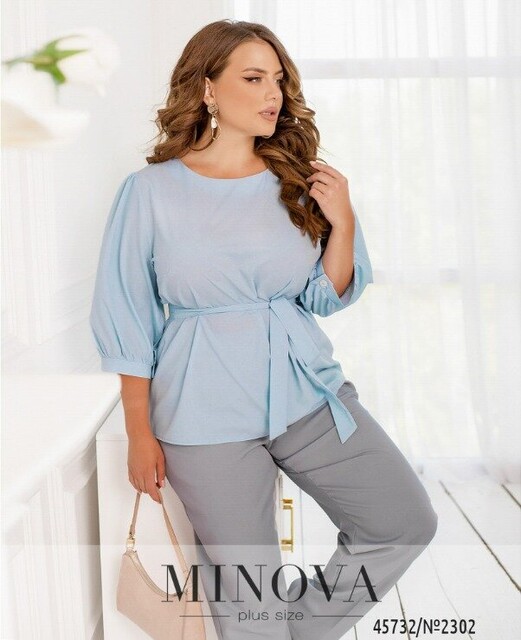 Блуза №2302-Блакитний