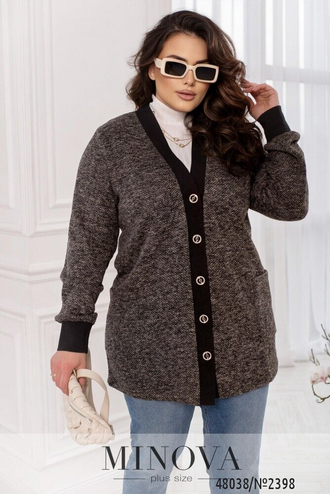 Кардиган №2398-Чорний-Беж