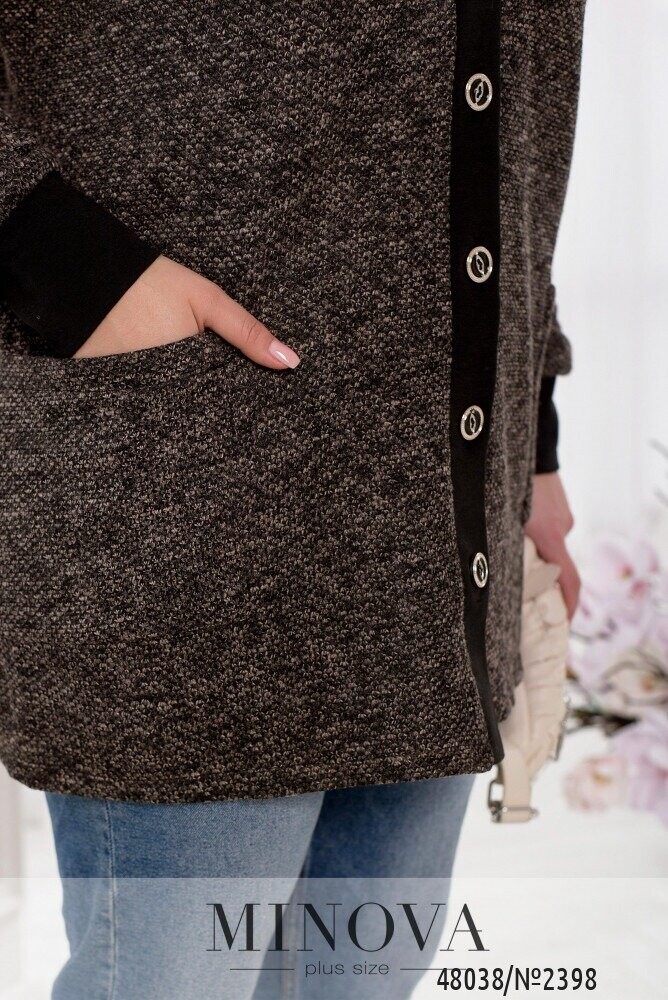 Кардиган №2398-Чорний-Беж Кардиган №2398-Чорний-Беж