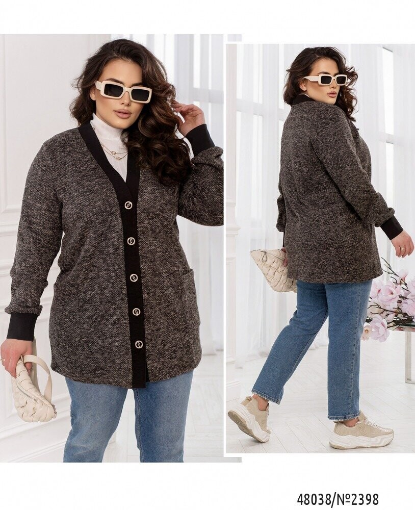 Кардиган №2398-Чорний-Беж Кардиган №2398-Чорний-Беж