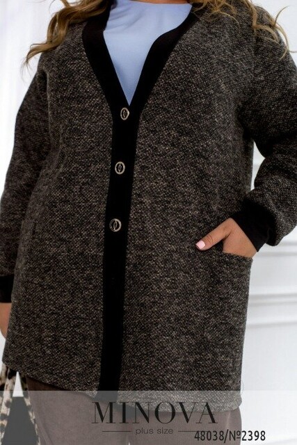 Кардиган №2398-Чорний-Беж Кардиган №2398-Чорний-Беж