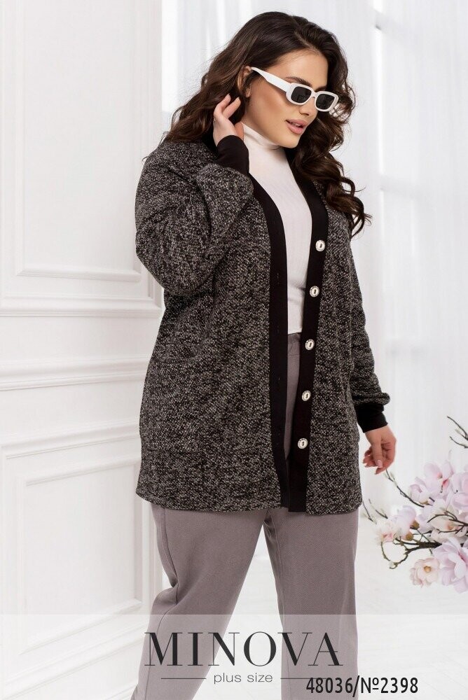 Кардиган №2398-Чорний-Білий Кардиган №2398-Чорний-Білий