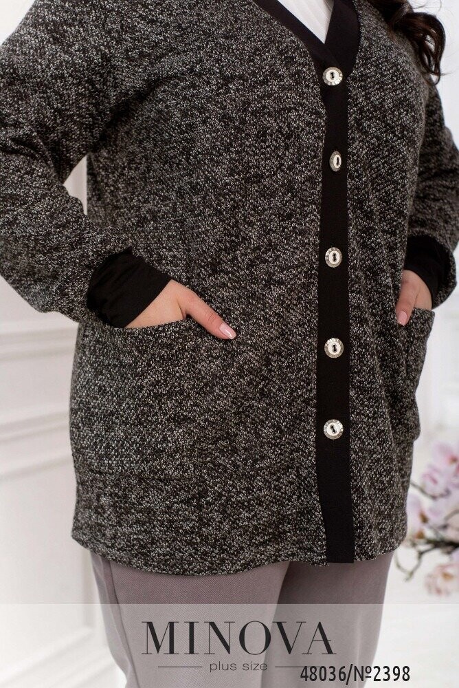 Кардиган №2398-Чорний-Білий Кардиган №2398-Чорний-Білий