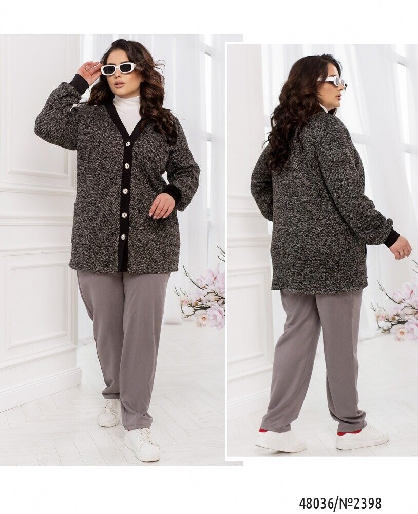 Кардиган №2398-Чорний-Білий Кардиган №2398-Чорний-Білий