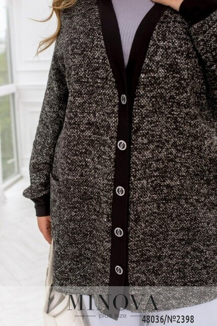 Кардиган №2398-Чорний-Білий Кардиган №2398-Чорний-Білий