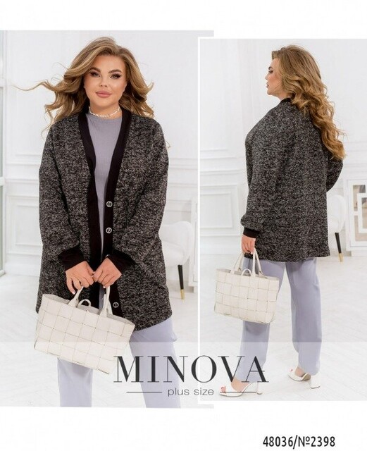 Кардиган №2398-Чорний-Білий Кардиган №2398-Чорний-Білий