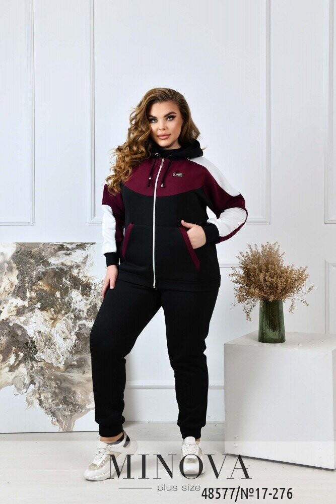 Спортивний Костюм №17-276-Чорний- Марсала Спортивний Костюм №17-276-Чорний- Марсала