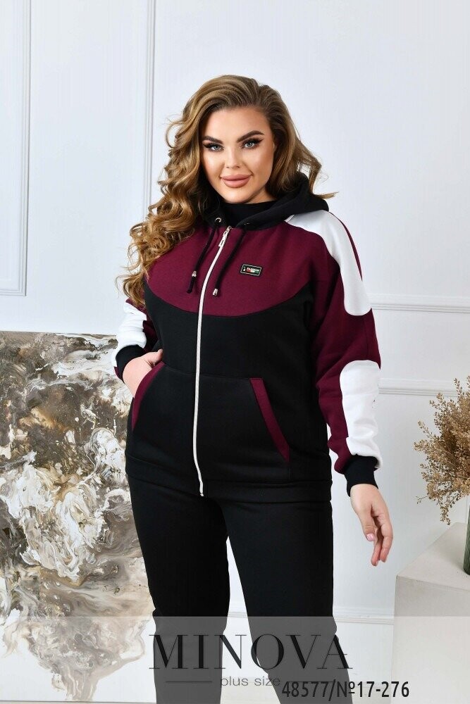 Спортивний Костюм №17-276-Чорний- Марсала Спортивний Костюм №17-276-Чорний- Марсала