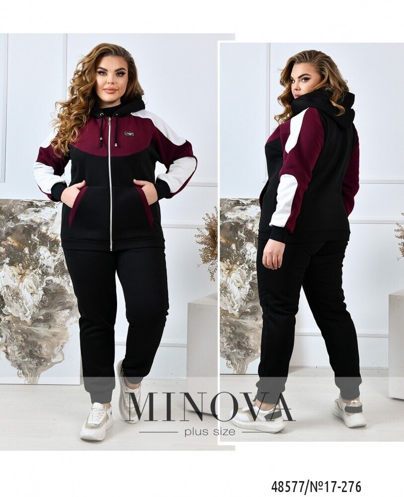 Спортивний Костюм №17-276-Чорний- Марсала Спортивний Костюм №17-276-Чорний- Марсала