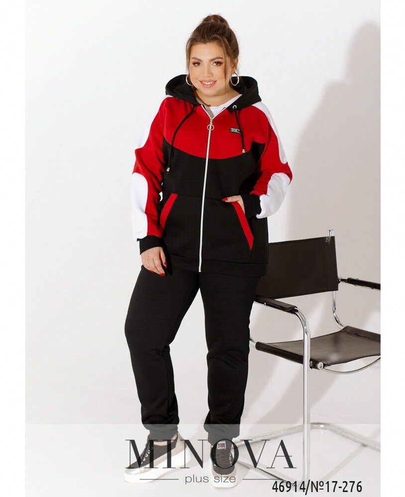 Спортивний Костюм №17-276-Чорний-Червоний