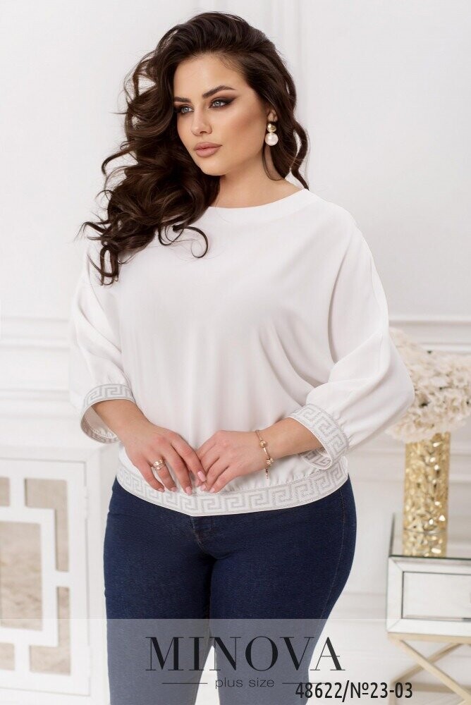 Блуза №23-03-Молочний Блуза №23-03-Молочний