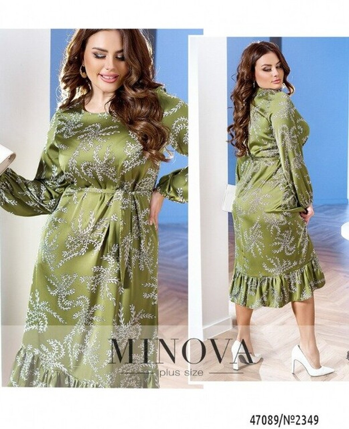 Платье №2349-Оливковый