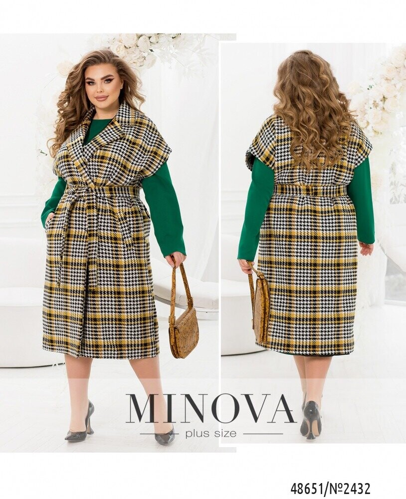 Жилет-Пальто №2432-Чорний-Жовтий