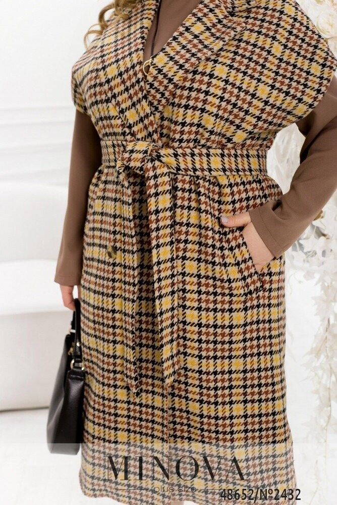 Жилет-Пальто №2432-Бежевий-Чорний