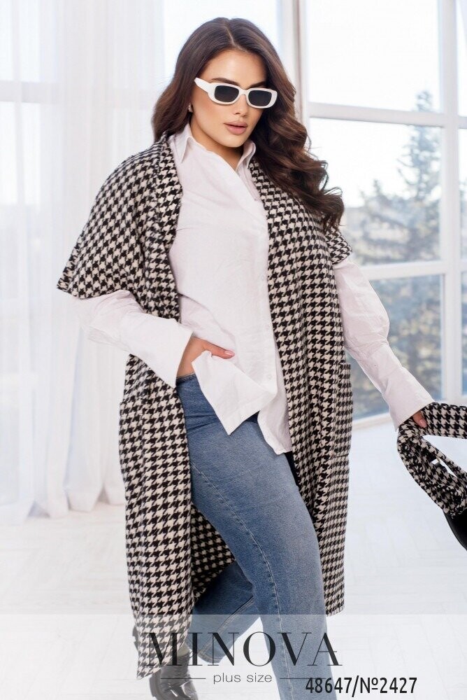 Кардиган №2427-Чорний-Білий Кардиган №2427-Чорний-Білий