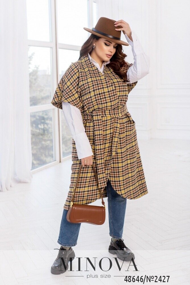 Кардиган №2427-Бежевий-Чорний