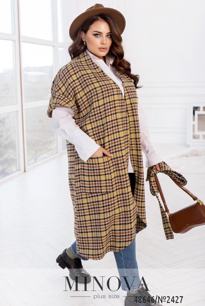 Кардиган №2427-Бежевий-Чорний Кардиган №2427-Бежевий-Чорний