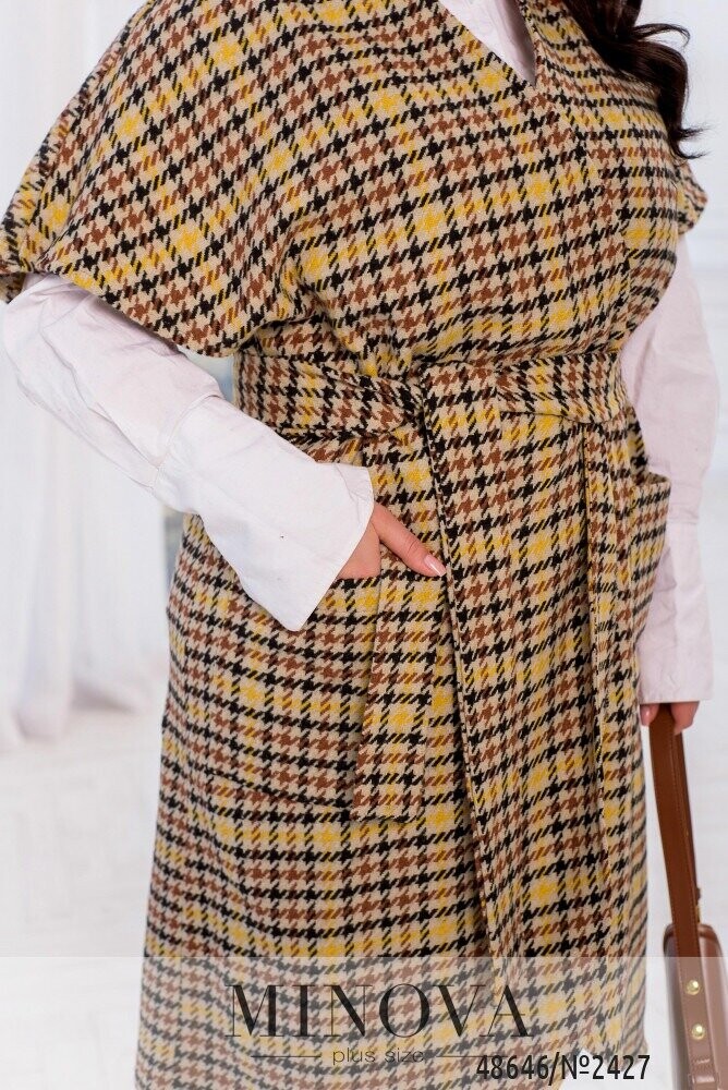 Кардиган №2427-Бежевий-Чорний Кардиган №2427-Бежевий-Чорний