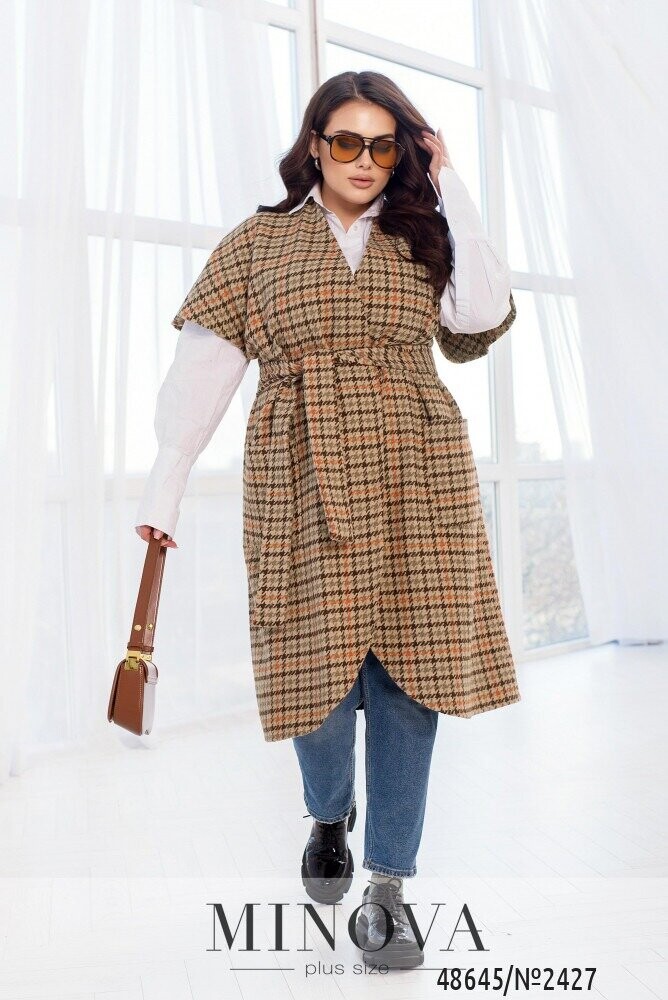 Кардиган №2427-Бежевий-Коричневий