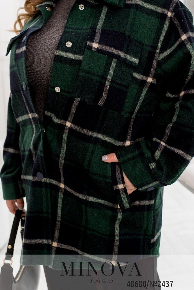 Кардиган-Рубашка №2437-Темно-Зелений Кардиган-Рубашка №2437-Темно-Зелений