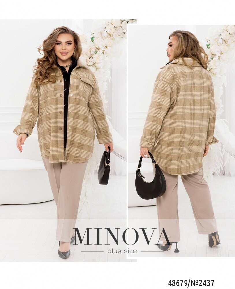 Кардиган-Рубашка №2437-Бежевий Кардиган-Рубашка №2437-Бежевий