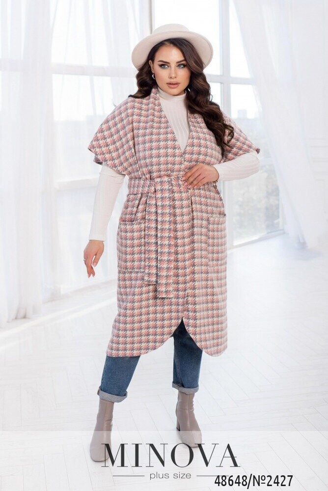 Кардиган №2427-Сірий-Рожевий