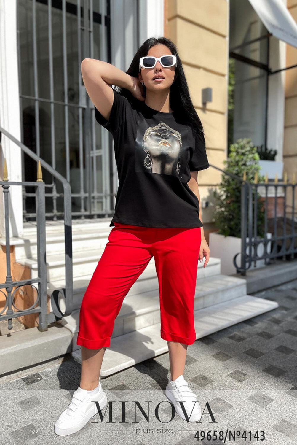 Костюм №4144-червоний - чорний