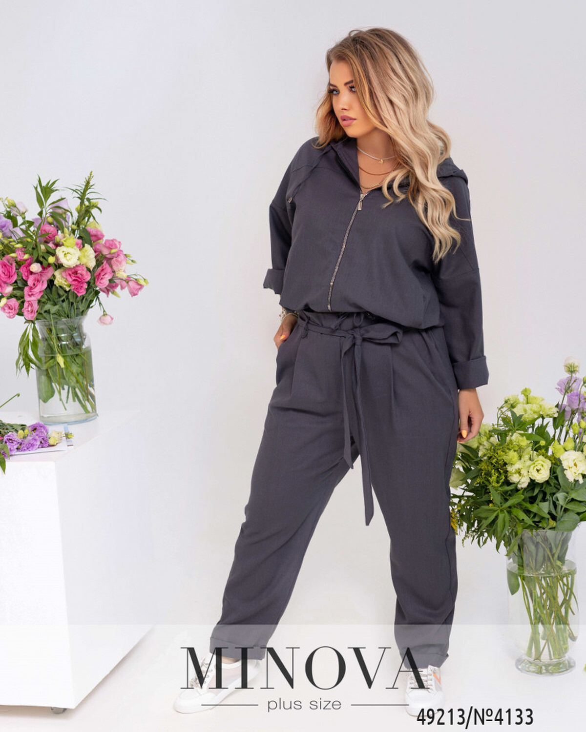 Костюм №4133-сіро-коричневий