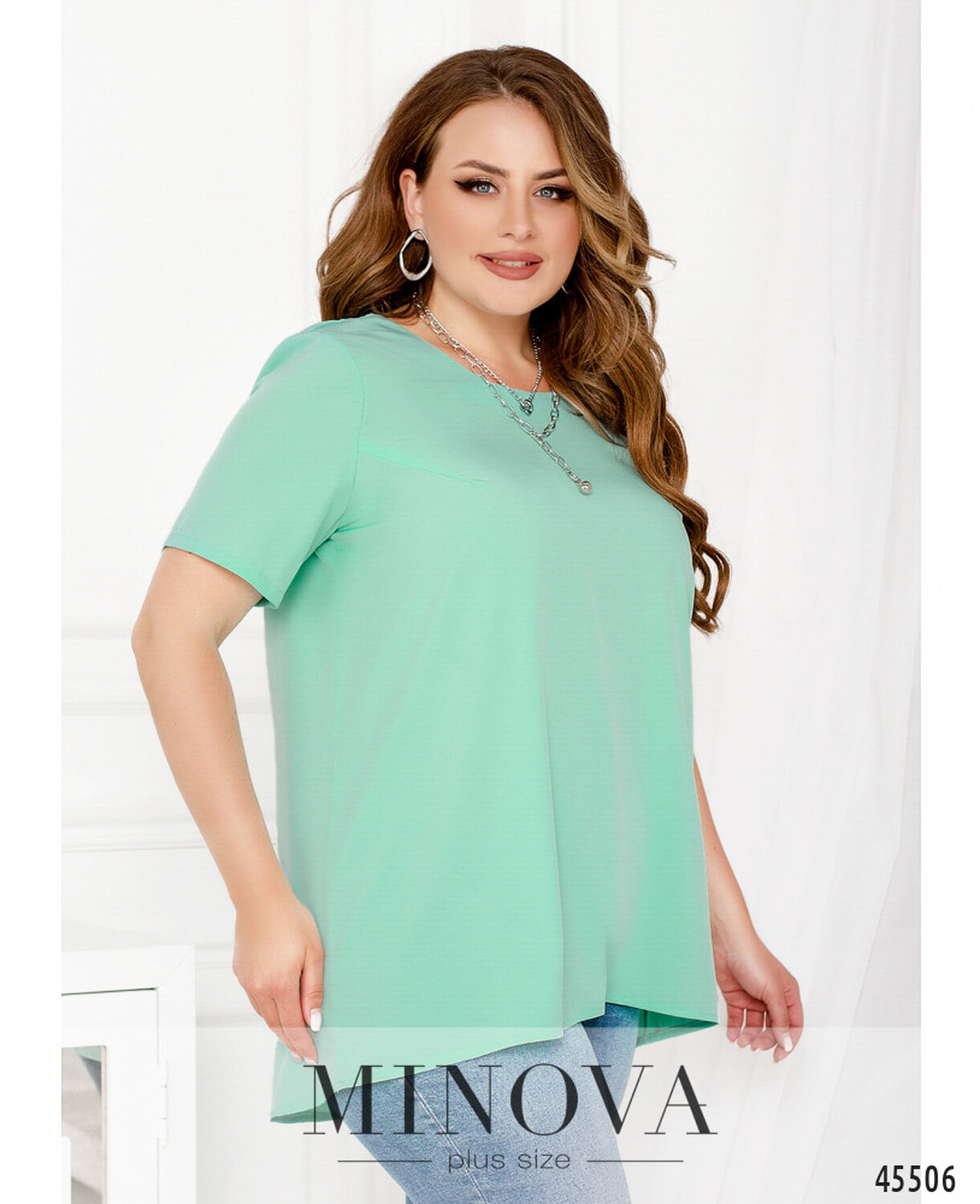 Блуза №2283-бірюзовий