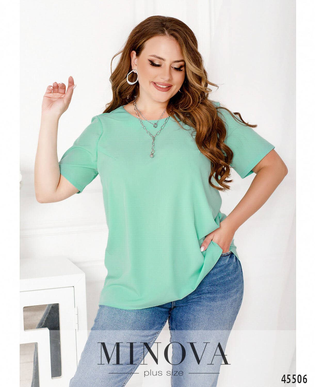 Блуза №2283-бірюзовий