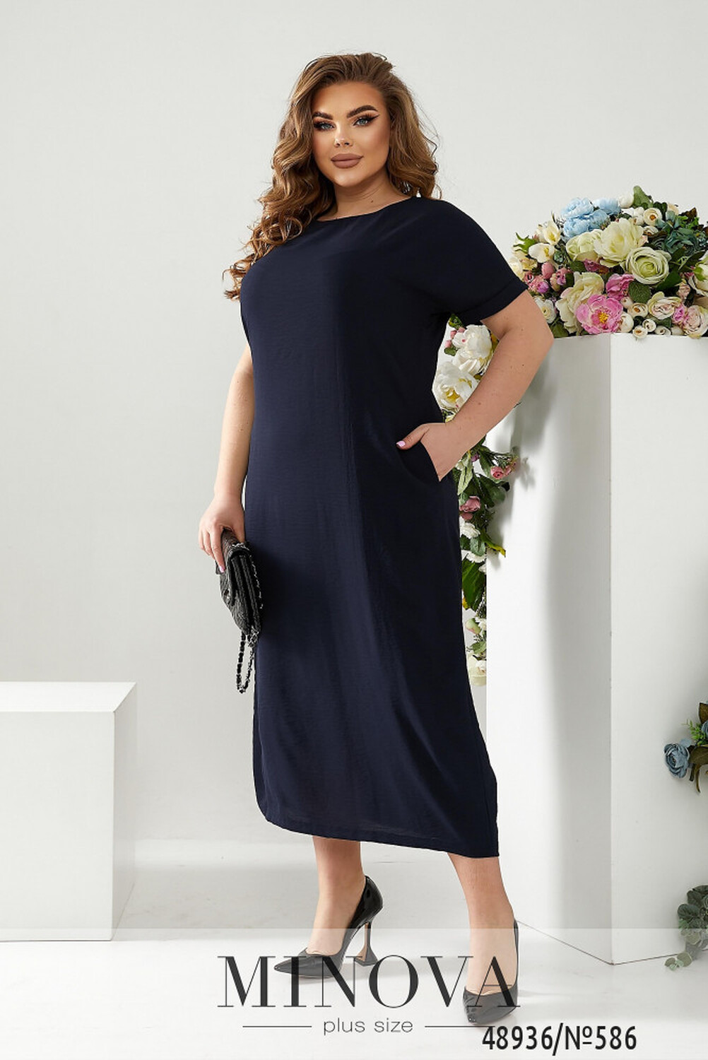 Сукня №586-темно синій