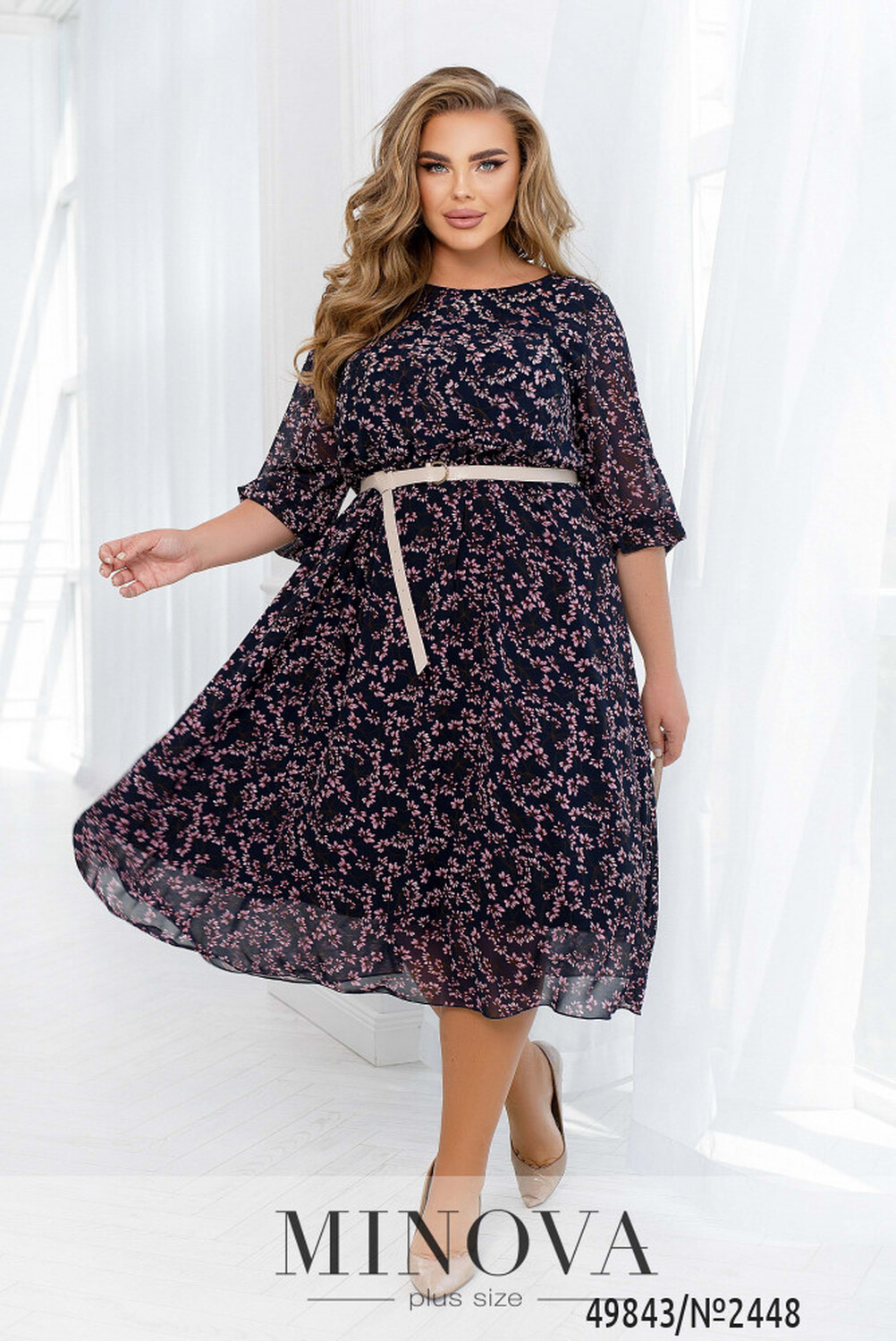 Сукня №2448-синій-рожевий